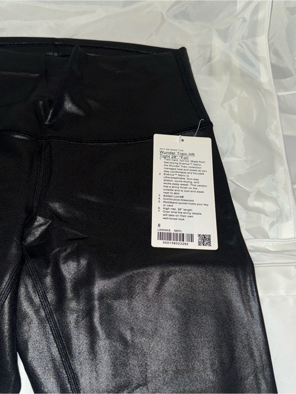 Lululemon Wunder Train High-Rise Tight 28" Foil Matte Black Leggings 8 New - Picture 8 of 8
